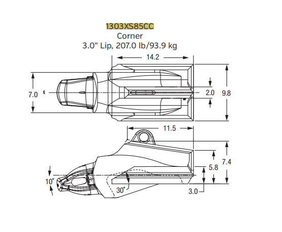 1303XS85CC Shroud Adapter with Carbide Cap for XS85 Series Teeth | Fits 495HR Shovels | Extreme Wear Protection