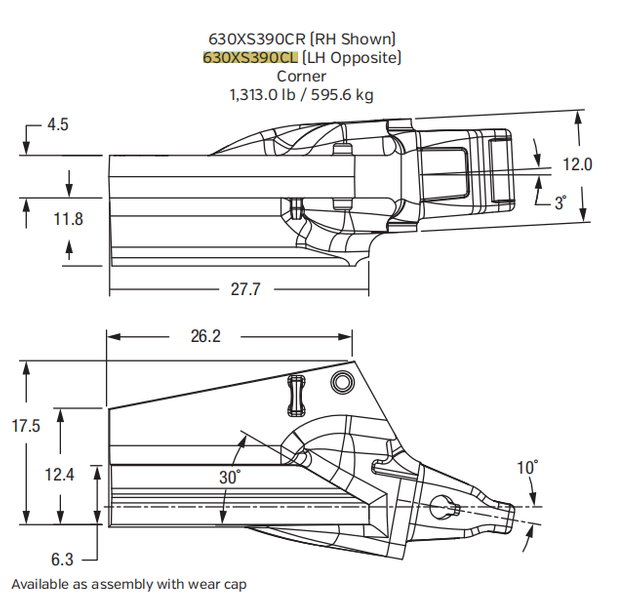 630XS390CL Bucket Shroud with Carbide Layer for XS390 Series | Side Wall Protection for Large Mining Shovels | Extreme Abrasion Resistance