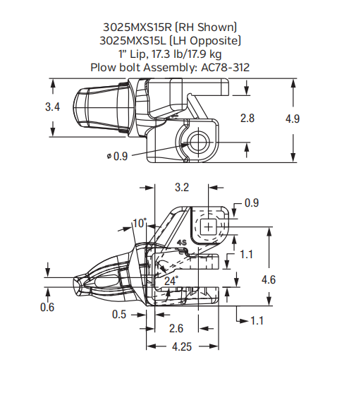 3025MXS15L Left Side Shroud Adapter for XS15 Series Bucket Teeth | Specific Fit for Komatsu PC200-8 Excavator