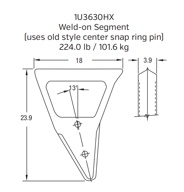 Caterpillar Bucket Adapter / Tooth Holder | 1U-3630-HX | For Excavator and Loader Buckets
