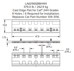 Cast Grader Blade LA6296GBBHMX for Volvo G900 / G746 Motor Grader