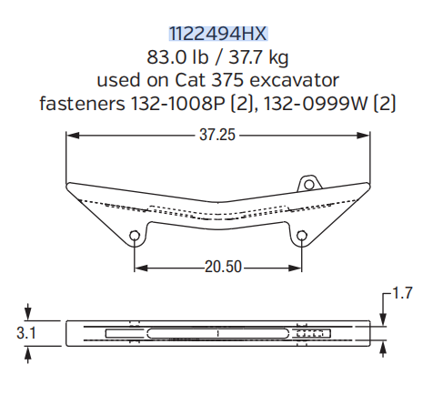 Edge Protector / Lip Shroud 1122494HX for Komatsu PC4000 Hydraulic Excavator Bucket