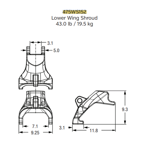 475WS152 Bucket Side Shroud for Ultra-Class Mining Shovels | Protects Against Abrasion & Impact