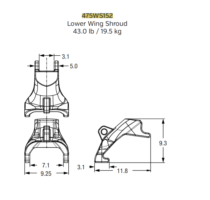 475WS152 Bucket Side Shroud for Ultra-Class Mining Shovels | Protects Against Abrasion & Impact