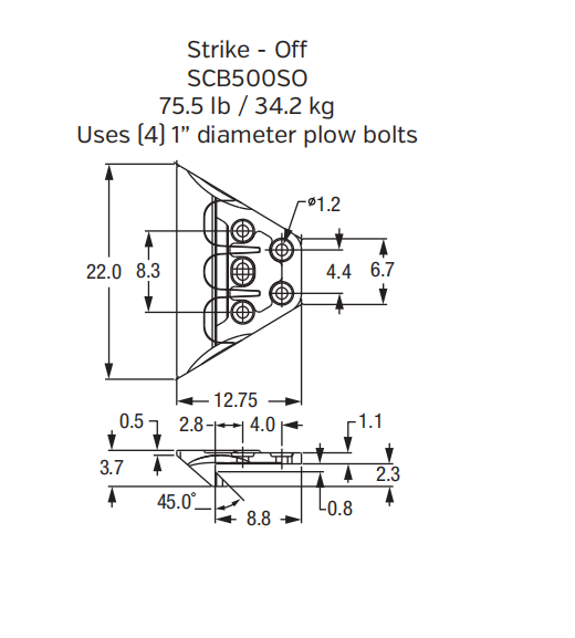SCB500SO Sidecutter for Largest Mining Wheel Loaders and Shovels (e.g., CAT 6060, 6090)