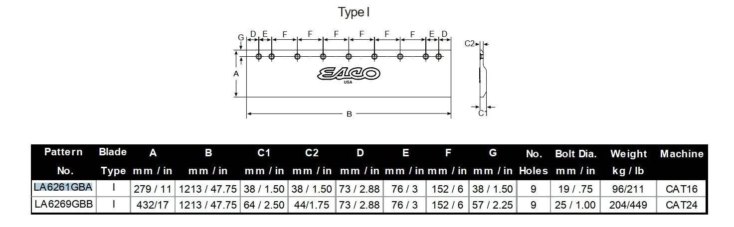 LA6261GBA 16M Cast Grader Blade 