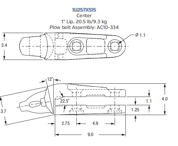1U257XS15 Shroud Adapter for XS15 Series Bucket Teeth | Fits Komatsu PC138US-10 Excavator | Heavy-Duty Construction