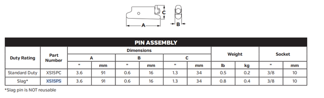 XS15PS Locking Pin for XS15 Series Bucket Teeth | Fits Komatsu PC138US-10 Excavator | High Tensile Steel Construction