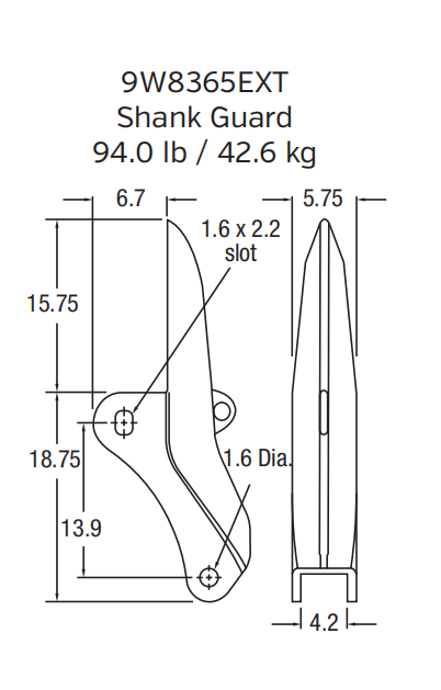 Caterpillar XTRA™ Dozer End Bit | 9W-8365-EXT | Extended Life Right Hand for D11/D10 Dozers