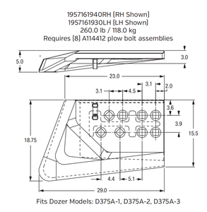 Cast Edge 1957161930LH (Left Hand) | Pairs with 1957161940RH for Mining Shovel