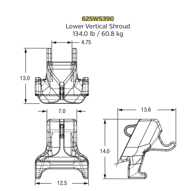 625WS390 Bucket Lip Shroud- Large Size for Big Capacity Mining Shovels