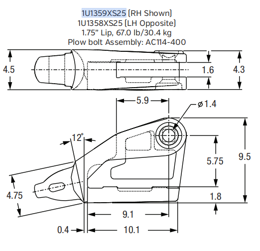 1U1358XS25 Shroud Adapter for XS25 Series Bucket Teeth | Fits Volvo EC350 Excavator | Heavy-Duty Construction