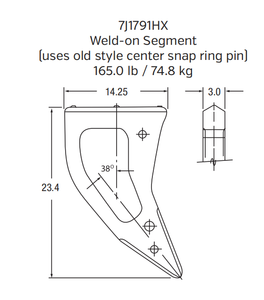 Caterpillar Wheel Loader Bucket Tooth / Point | 7J-1791-HX | Heavy-Duty for Large Wheel Loaders
