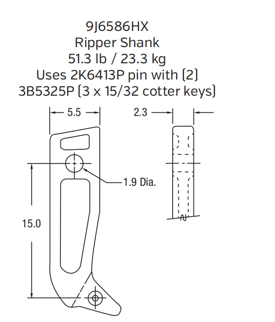 Caterpillar Ripper Shank | 9J-6586-HX | for Ultra-Large Hydraulic Excavators (e.g., 396, 390F)