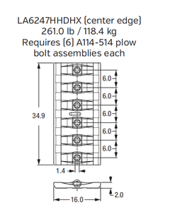 Cast Edge / Wear Plate LA6247HHDHX for Volvo L350 / L260H Wheel Loader Bucket
