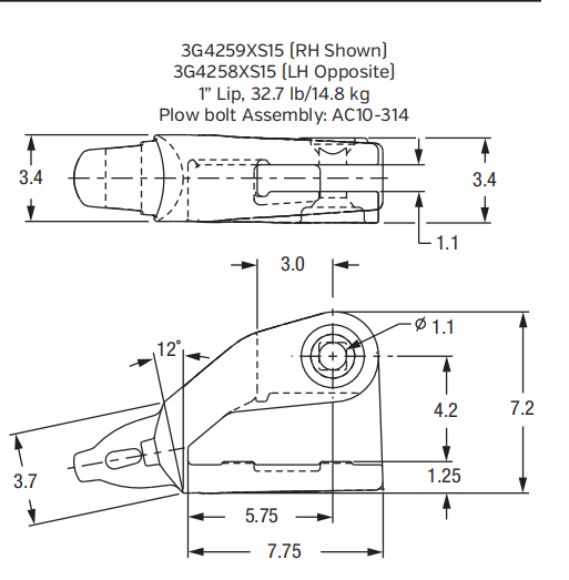 3G4258XS15 Shroud Adapter for XS15 Series Bucket Teeth | Fits Komatsu PC138US-10 Excavator | Heavy-Duty Construction