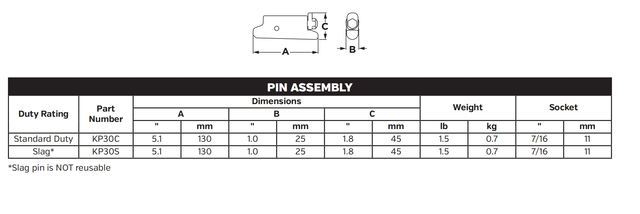 KP30C Locking Pin for 30 Series Bucket Teeth – Ultra Heavy-Duty Secure Fit