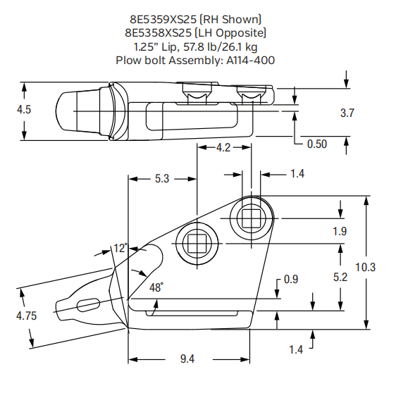 8E5359XS25 Shroud Adapter for XS25 Series Bucket Teeth | Fits Hitachi ZX350-5 Excavator | Heavy-Duty Construction