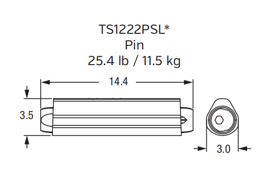 TS1222PSL Short Locking Pin for TS1222 Series Adapter and Teeth - Fits Komatsu