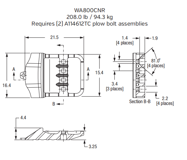 WA800CNR mining Hensley WA800 WA1250 Loader Bucket Casting Segment HALF ARROW 