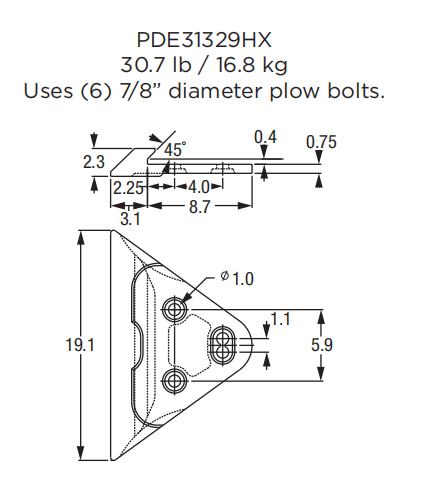 Sidecutter PDE31329HX for Caterpillar Medium Excavator and Loader Buckets