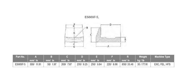 ES6697-5 ES66975HX Bucket Weld-on Heel Shroud Corner Protection Heel