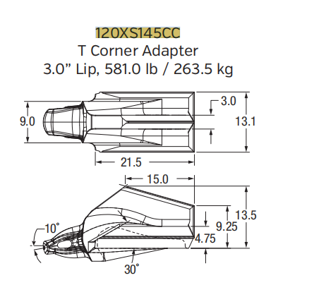 120XS145CC Shroud Adapter with Carbide Cap for XS145 Series Teeth | Extreme Wear Protection for Giant Mining Shovels