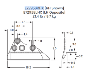 Left Side Cutter E72958LHX for Large Mining Shovel Buckets (Exact Pair with E72958RHX)