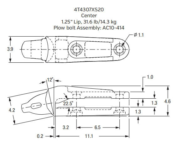 4T4307XS20 Shroud Adapter for XS20 Series Bucket Teeth | Fits Komatsu PC200-8 Excavator | Heavy-Duty Construction