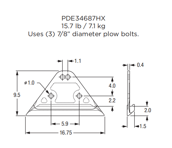 Sidecutter PDE34687HX for Caterpillar Large Excavator and Wheel Loader Buckets