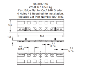 Cast Grader Blade 1093116HX6 for John Deere 670G / 672G Motor Grader