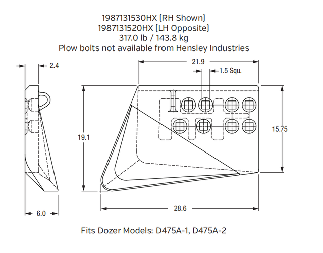 Cast End Bit / Corner Tooth 1987131530HX for Large Mining Shovel Dipper