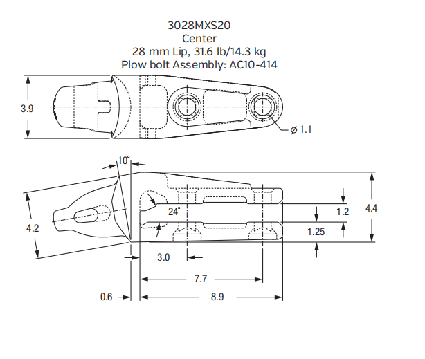 3028MXS20 Shroud Adapter for XS20 Series Bucket Teeth | Fits Komatsu PC300-8 Excavator | Heavy-Duty Construction