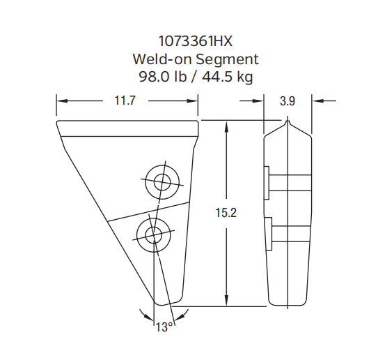 1073361HX Weld-on Wear Segment for High-Abrasion Bucket Zones