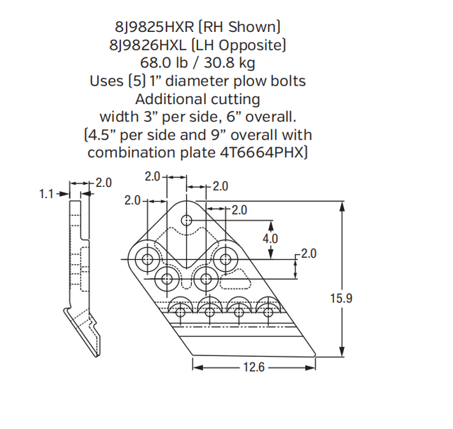 Left Side Cutter 8J9826HXL for Caterpillar Large Wheel Loaders (Pairs with 8J9825HXR)