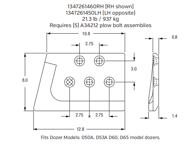 Cast Edge / Side Wear Plate 1347261450LH for Komatsu PC8000 Mining Excavator