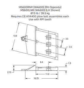 MS60OLNR Bolt-On Left Hand End Segment for Komatsu WA600 Wheel Loader