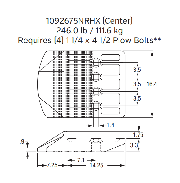 1092675NRHX Bolt-On Half Arrow Segment for P&H 4100XPC / Bucyrus 495HR Mining Shovel