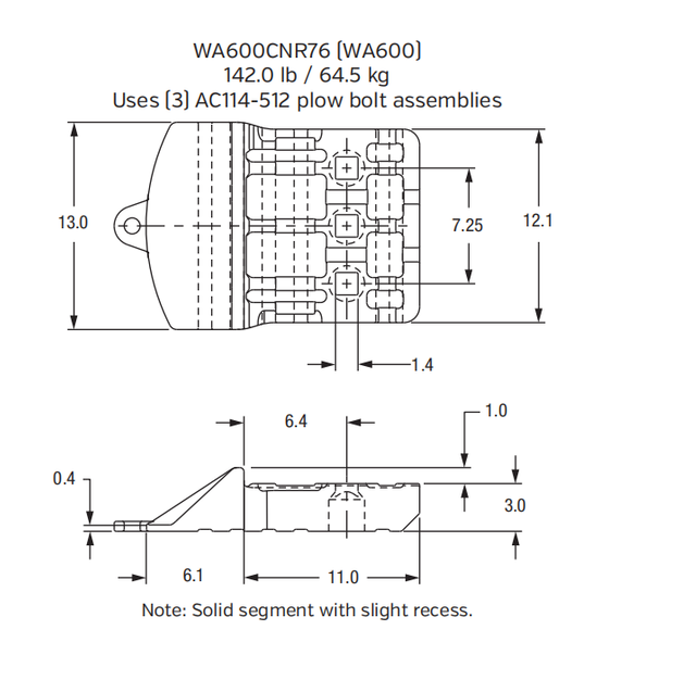 WA600CNR76 Bolt-On Center Segment for Komatsu WA600 Wheel Loader
