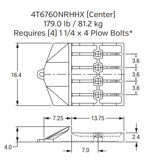4T6760NRHHX Bolt-On Half Arrow Segment for P&H 4100XPC / Bucyrus 495HR Mining Shovel