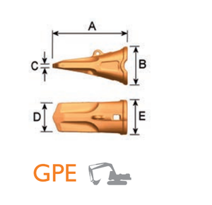 GPE 725100 – Heavy Duty Excavator GET Component / Bucket Tooth – For 40-55 Ton Excavators