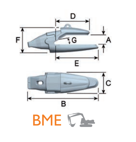 BME 750012 – Heavy Duty Excavator Bucket Edge / GET Component – For 120mm Lip Thickness