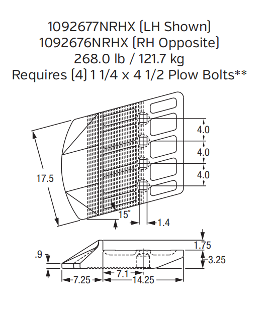 1092676NRHX Bolt-On Half Arrow Segment for P&H 4100XPC / Bucyrus 495HR Mining Shovel