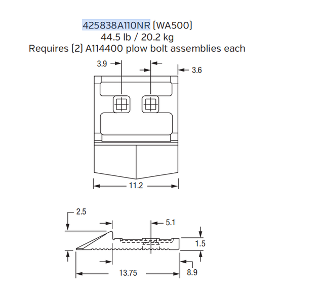 425838A110NR Bolt-On Segment for Komatsu WA500 Wheel Loader