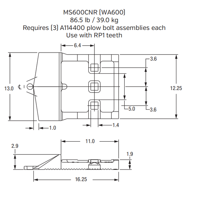MS600CNR Bolt-On Segment for Komatsu WA600 Wheel Loader