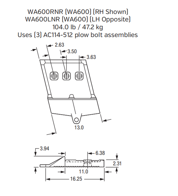 WA600LNR Bolt-On Left Hand End Segment for Komatsu WA600 Wheel Loader