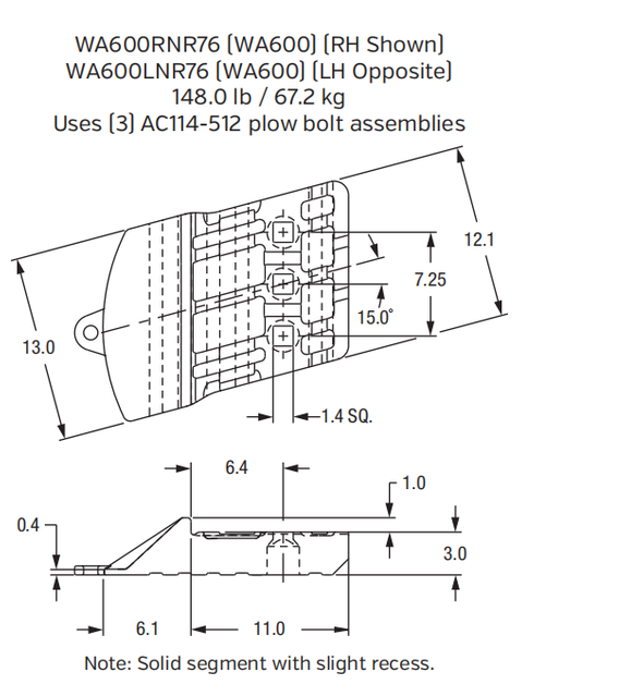WA600LNR76 Bolt-On Left Hand End Segment for Komatsu WA600 Wheel Loader