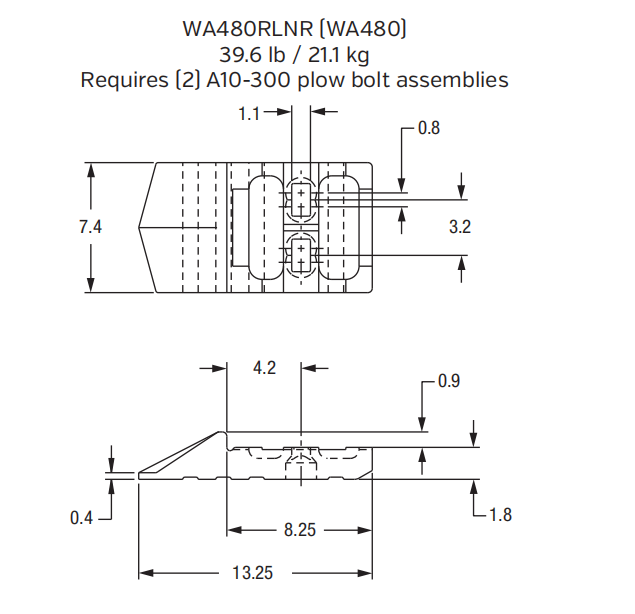 WA480RLNR Bolt-On End Segment for Komatsu WA480 Wheel Loader