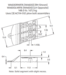 WA600RNR76 Bolt-On Right Hand End Segment for Komatsu WA600 Wheel Loader