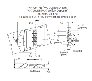 WA70OLNR Bolt-On Left Hand End Segment for Komatsu WA700 Wheel Loader